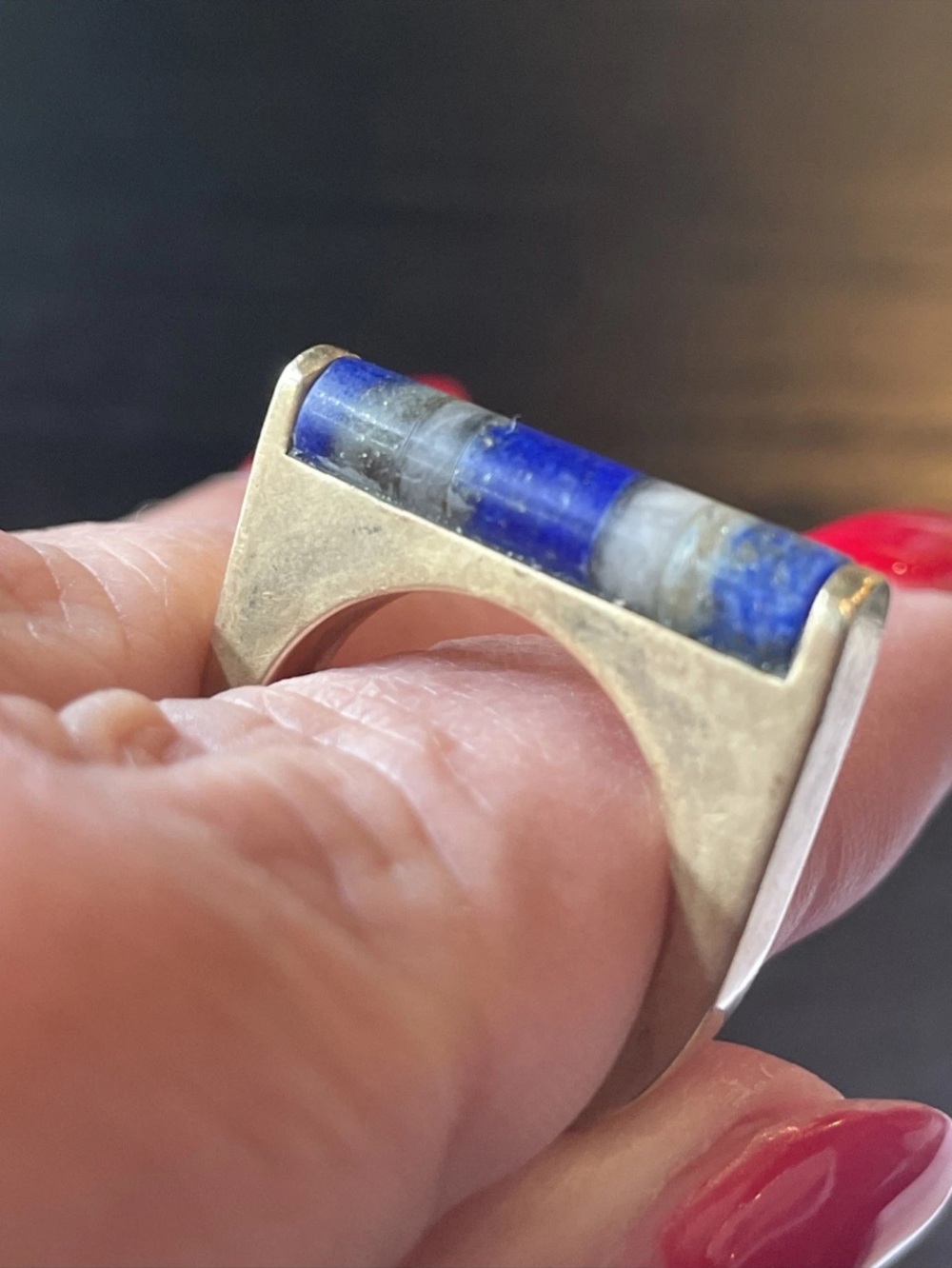Size 8 Kelly Wearstler lapis ring brass